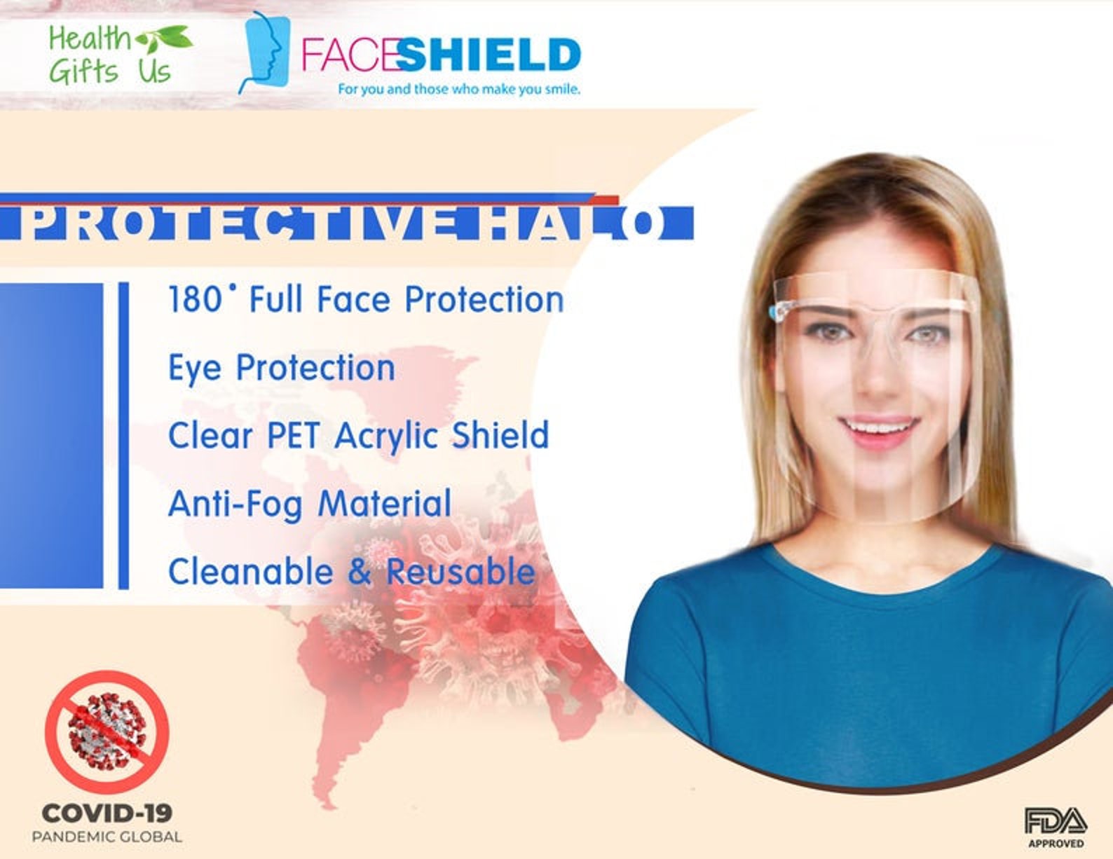 Full Face Shield With Glasses Protection Mask Washable Anti Fog Cover