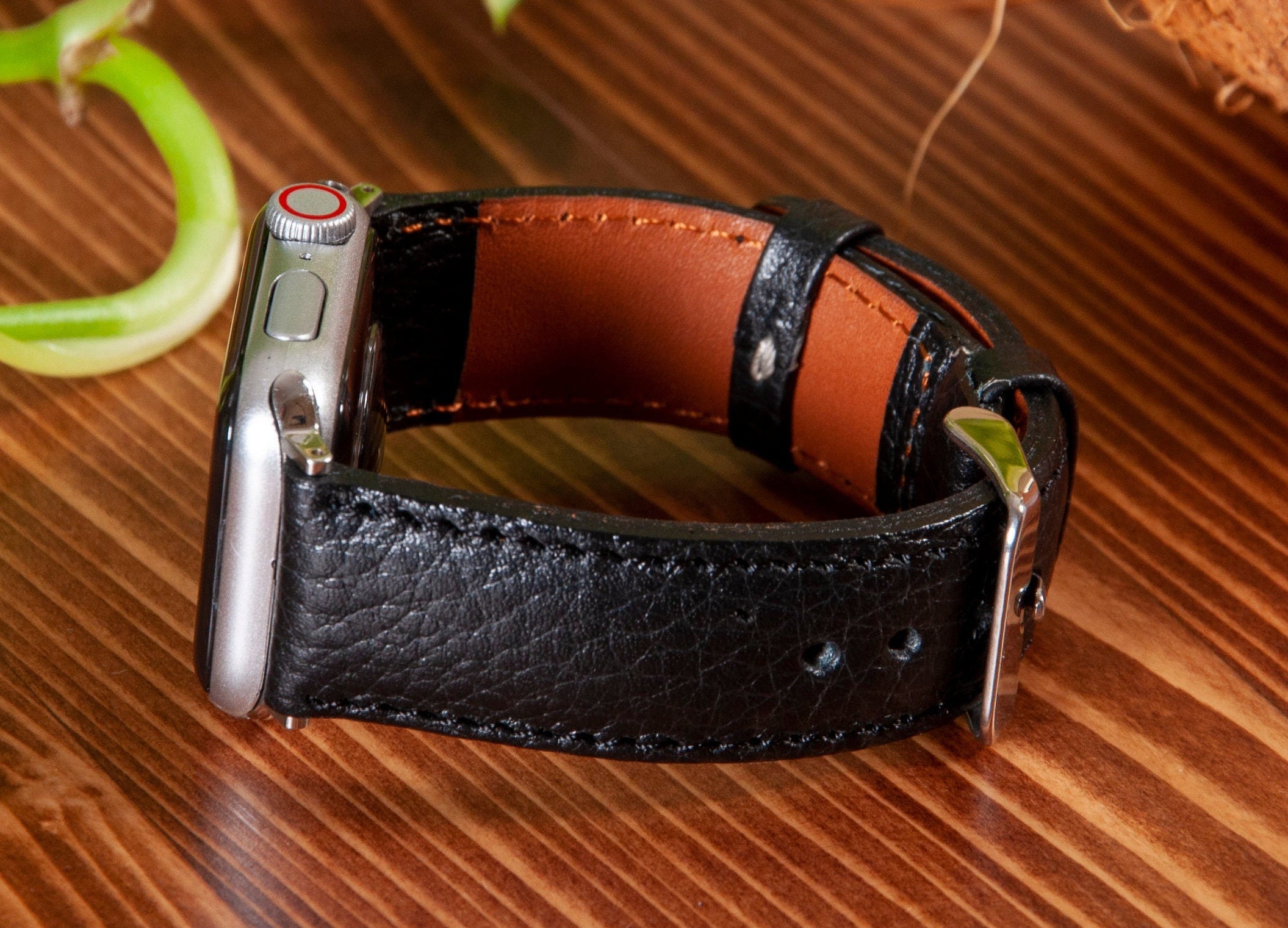 Black Leather Men Apple Watch Band 44mm 42mm 40mm 38mm women Etsy
