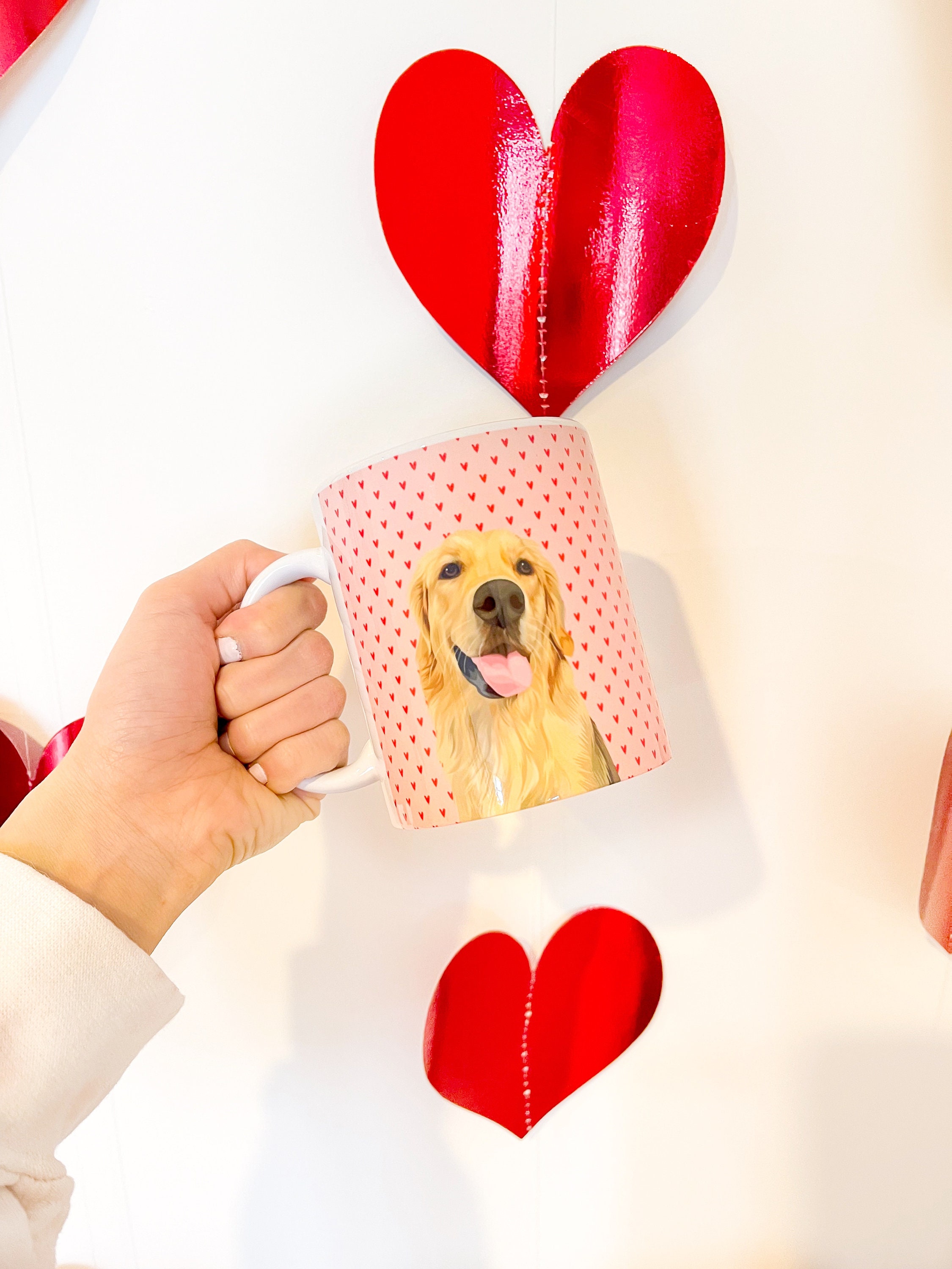 Taza personalizada de corazones de mascota, taza de mascota