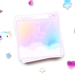 Daydreaming Windows Moon Clouds Star Planets Memo Pad
