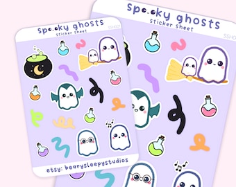 Spooky Ghosts Halloween Planner Journal Sticker Sheet