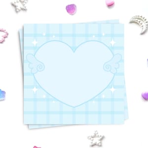 Blue Angel Heart Love Angel Wings Memo Pad