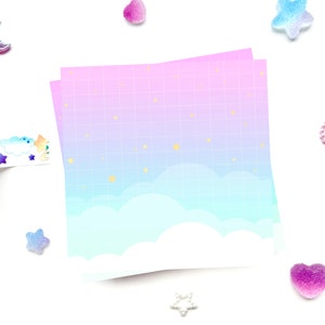 Cloud Notes Stars Purple Blue Green Gradient Clouds Memo Pad