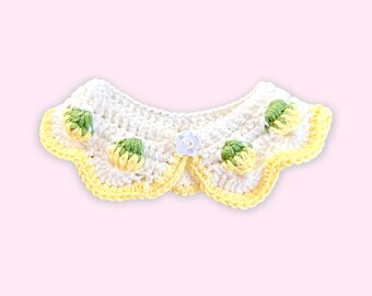 Yellow Lemon Crochet Cat Collar