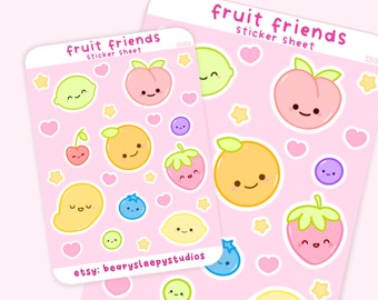 Hoja de pegatinas del diario del planificador de amigos de frutas