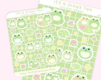 Frog & Lily Pad Planner Stickers: "It's a Frog's Life" Sticker Sheet