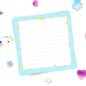 Blue Stardust Moon Stars Memo Pad
