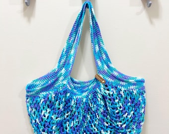 Beach Waves Crochet Market Bag: Large 100% Cotton Tote