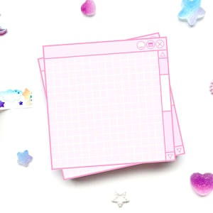 Aesthetic Pink Grid Windows Memo Pad