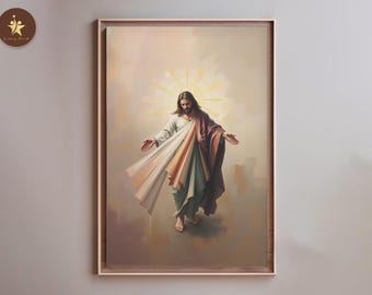 The Divine Mercy of Jesus | Christian Artwork Oil Painting Catholic Christ Bible Wall Decor LDS Decor Printable Poster Faith-Based Art Gift