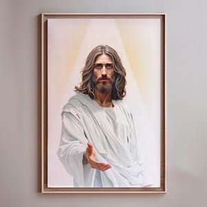 Come Follow Me Jesus Calling Jesus Portrait, Christian Artwork Catholic Christ Art Wall Decor LDS Bible Art Jesus Decor Printable Poster
