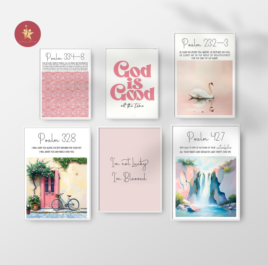 DIGITAL Christian Pink Wall Art Bundle Bible Verse Printable Posters ...