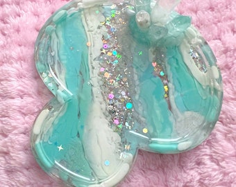 Handmade resin crystal mushroom geode tray