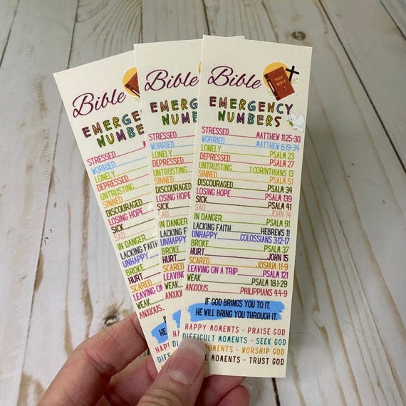 Bible Emergency Numbers Bookmark - Bible Verse Bookmark - Bible Verse