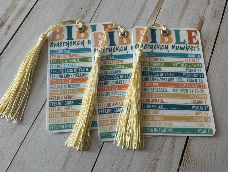 Bible Emergency Numbers Bookmark With Tassel, Bible Verse Bookmark - Etsy