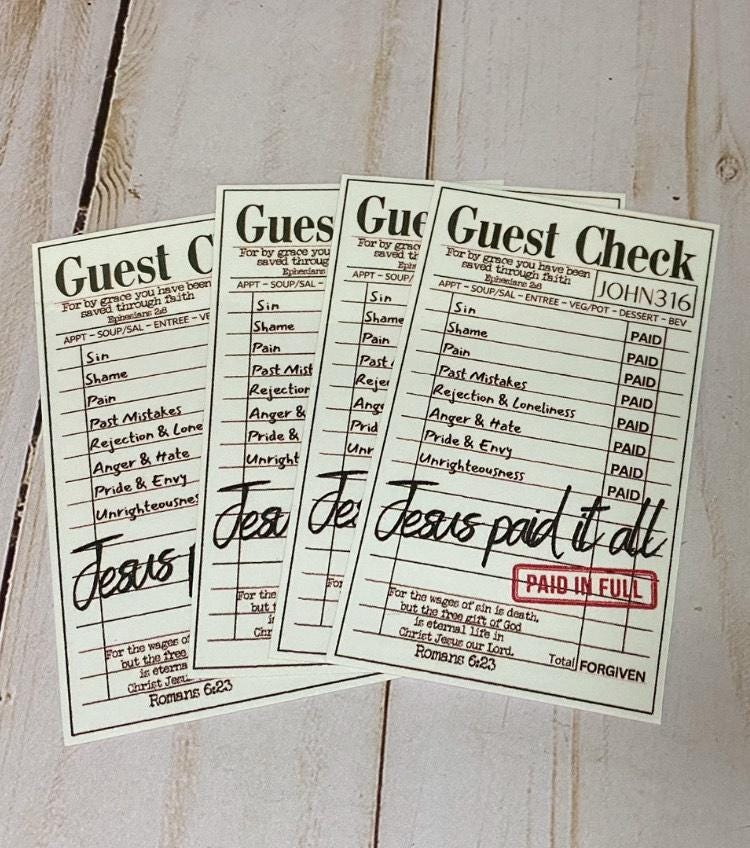 Guest Check Bookmark -  Jesus Paid It All - Book Lover - Bookish Gift - Christian Gift