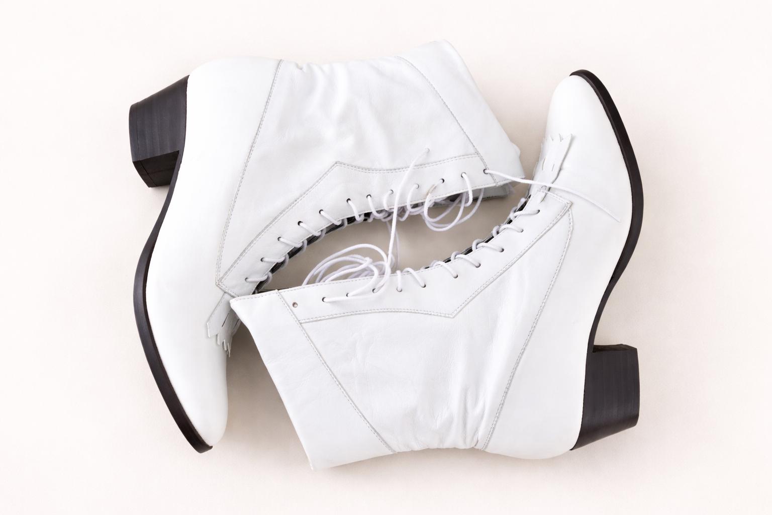 chinese dress ladies Cleo White Nappa Leather Low Heel Boot with Lambskin Leather Lining It 37 main image 0