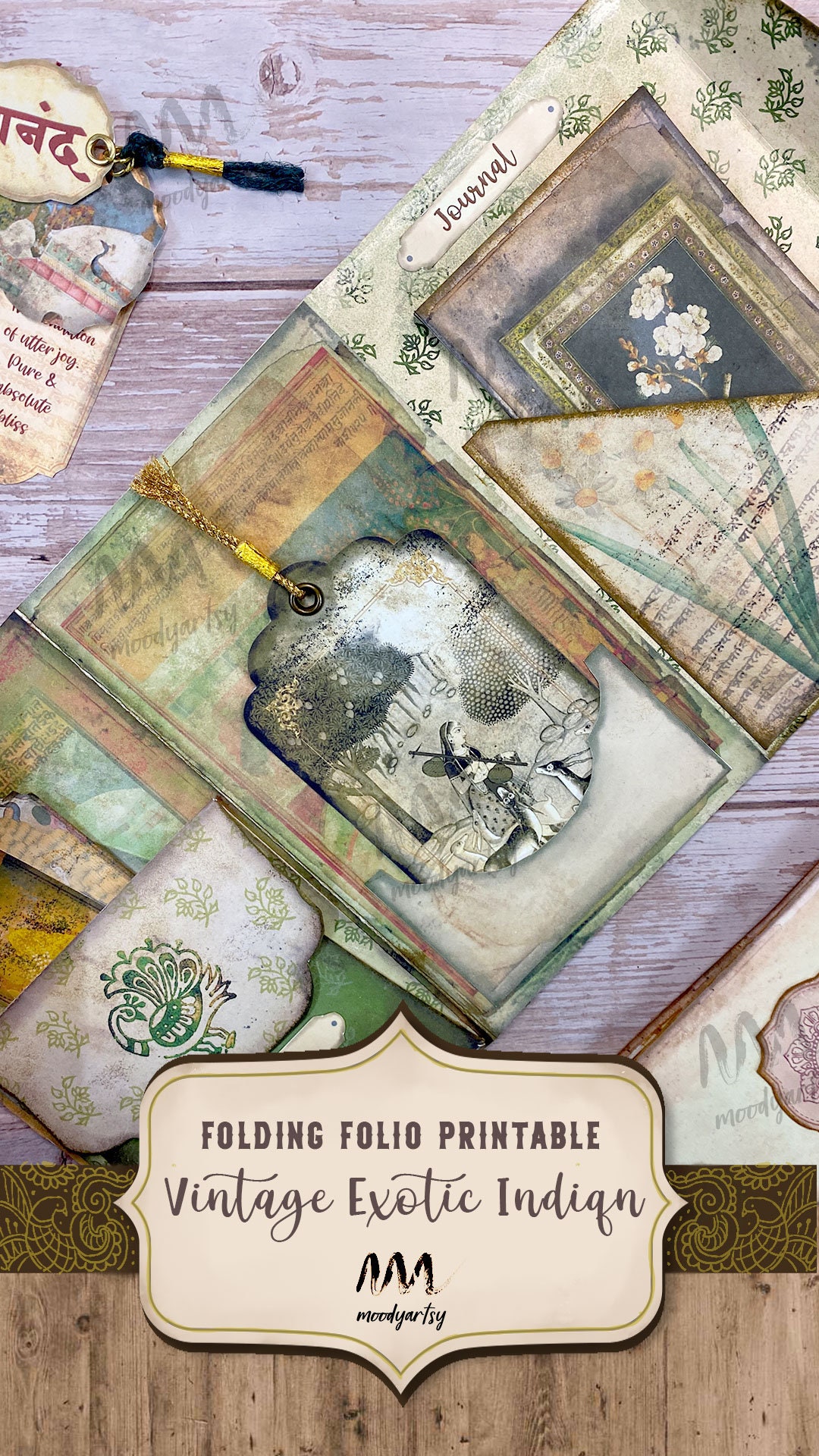 Junk Journal, Vintage Style Folding Folio Insert, Ephemera, Printable ...