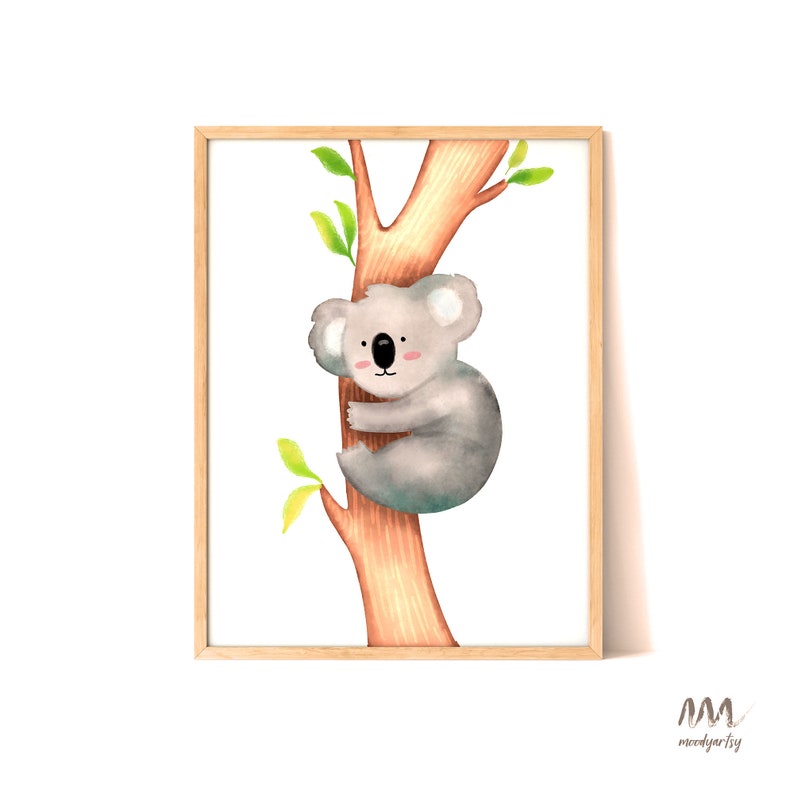 2 Set Sloth Koala Printable Colorful Nursery Woodland Posters Fun Nursery Wall Decor Kids Room Art Print Cute Animal Nursery Print