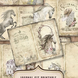 Ranch Printable, Junk Journal Kit, American Wild West Journal, Vintage Horse Ephemera, Crafting Digital Download Kit, Handcrafted Gift