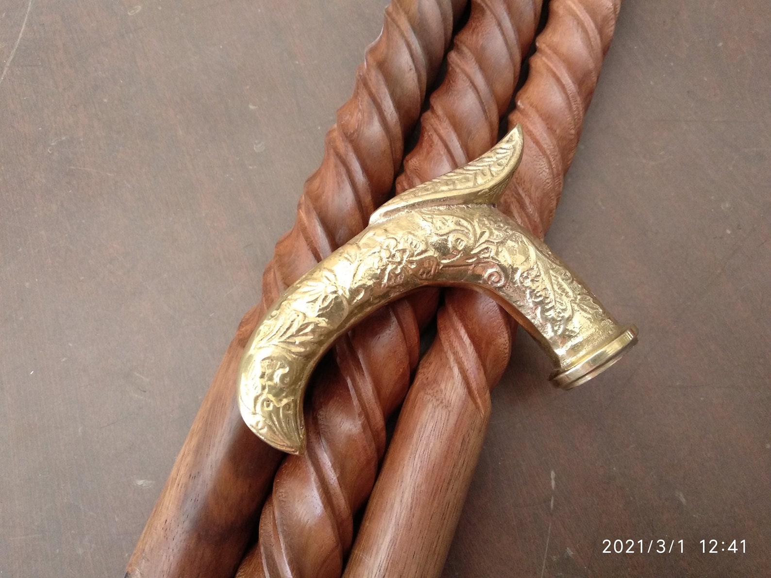 Trendy Look Brass Royal Handle Walking Stick Vintage Spiral Etsy