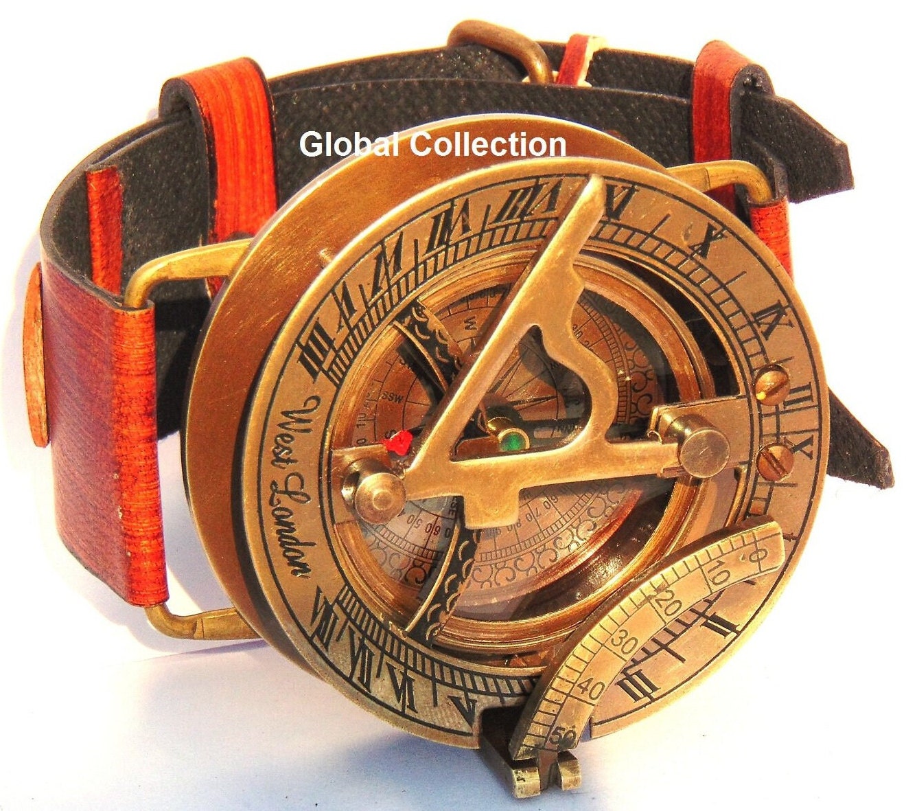 Nautical Antique Brass Steampunk Wrist Watch Sundial Compass With Leather Bracelet Handmade Collection Nautical Wrist Compass Collection Etsy