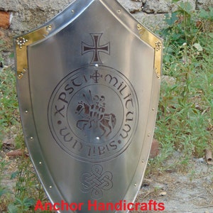 Mittelalterliches Vintage sammelbares Ritter-Rüstungs-Schild Metall Handgefertigter Krieger-Ritter-Schild Reproduktion Cosplay Larp Rüstungsschild