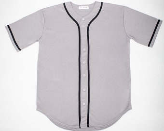 Men's Buttoned Grey Baseball Jersey