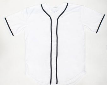 Men's Buttoned White Baseball Jersey