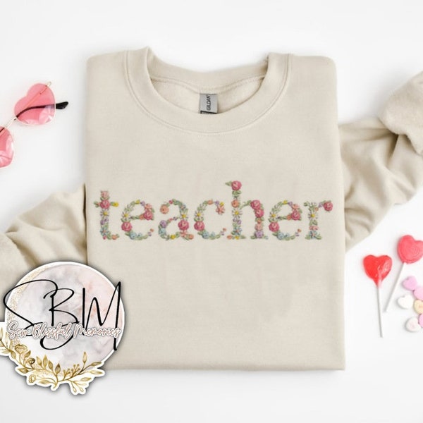 Quilted TEACH Sweatshirt - Blue main image 1