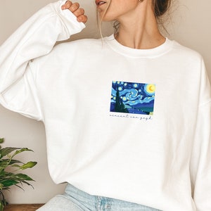 Van Gogh Sweatshirt, Starry Night Sweatshirt, Trendy Art Sweatshirt, Vincent Van Gogh Minimalist Hoodie, Aesthetic Sweater, Indie Clothing