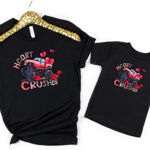 Valentines Day Shirt, Valentines Day Kids Shirt, Red Heart Crusher Truck Toddler Valentines Day T-shirt, Cute Truck Valentine Kids Shirt