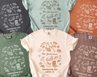 Personalized Family Thanksgiving Shirt, Matching Family Thanksgiving T-Shirts, Family Reunion Fall Shirt, Comfort Colors Thanksgiving Tee