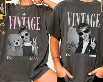 Custom Photo Birthday Shirt, Comfort Colors Vintage Picture T-Shirt, Personalized Birthday Tee, 30th 40th Birthday Gift, 21st Birthday Shirt