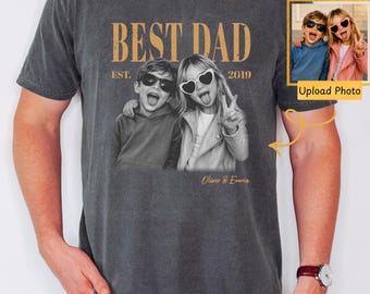 Custom Dad Vintage Photo Shirt, Custom Fathers Day Shirt With Kids Photo, Fathers Day Gift, Personalized Dad T-Shirt Comfort Colors