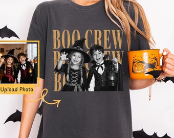 Custom Photo Halloween Comfort Colors Shirt: Personalized Boo Crew Shirt, Spooky Season Tshirt, Custom Picture Halloween Tee
