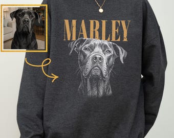 Custom Pet Sweatshirt, Custom Dog Sweater, Retro Dog Sweatshirt, Personalized Pet Portrait Hoodie, Custom Cat Sweatshirt, Pet Memorial Gift