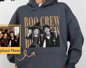 Custom Photo Halloween Sweatshirt: Personalized Boo Crew Hoodie, Spooky Season Tshirt Sweatshirt, Custom Picture Halloween Crewneck