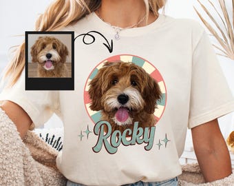 Custom Pet Shirt with Name, Custom Dog Shirt, Dog Portrait T-Shirt, Pet Lover Tee, Custom Pet Photo Tee, Dog Lover Custom Shirt