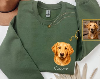 Custom Pet Sweatshirt, Personalized Dog Face Sweater, Custom Pet Portrait Hoodie, Custom Cat Sweatshirt, Pet Photo Sweater,Pet Memorial Gift