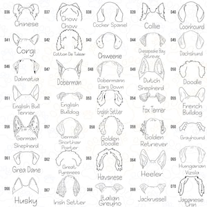 a drawing of different types of dogs