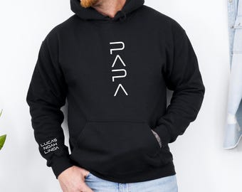 Personalized Papa Sweatshirt With Kids Names on Sleeve, Custom Dad Sweatshirt, New Dad Gift, Custom Grandpa Hoodie,  Father's Day Gift