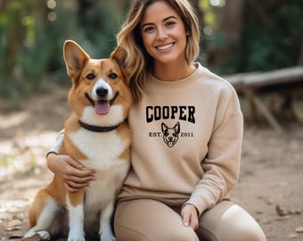 Custom Dog Sweatshirt Personalized Dog Face Sweatshirt with Name Custom Dog Mom Sweatshirt Dog Dad Gift for Pet Gift for Him Pet Lovers Est.