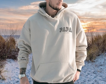 Personalized Dad Sweatshirt With Kids Names on Sleeve, Daddy Est Year Hoodie, Gift For New Dad, Father's Day Gift, Papa Grandpa Sweatshirt