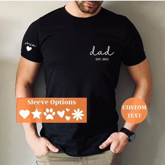 Custom Dad Shirt With Kid Names on Sleeve, Father's Day Gift, New Dad Tshirt, Personalized Dad T-shirt, Dad Est Shirt, Father's Day Shirt