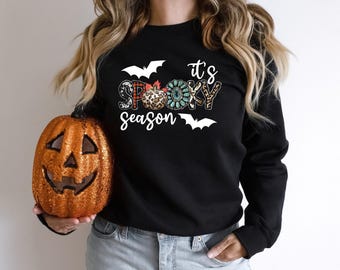 Its Spooky Season Halloween Sweatshirt Gift for Spooky Season Bats Halloween Crewneck for Fall Hoodies Funny Halloween Pumpkin Sweater Gift