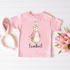 Personalized Bunny Girls Shirt Custom Name Girls Easter Toddler Shirt Cute Easter Bunny Girls Shirt Girls Personalized Name Gift
