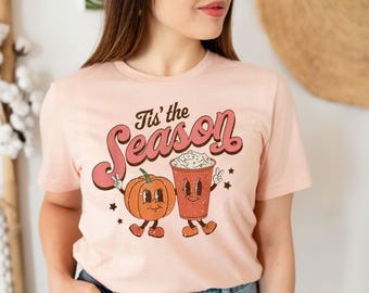 Tis The Season Retro Halloween Shirt Gift for Mom Spooky Season Shirt for Fall Pumpkin Spice Shirt Fall Coffee Halloween Shirt Gift for her