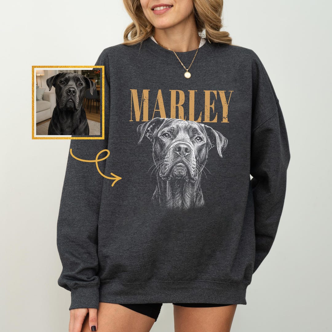 Custom Pet Sweatshirt, Custom Dog Sweater, Retro Dog Sweatshirt, Personalized Pet Portrait