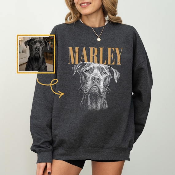 Custom Pet Sweatshirt, Custom Dog Sweater, Retro Dog Sweatshirt, Personalized Pet Portrait Hoodie, Custom Cat Sweatshirt, Pet Memorial Gift